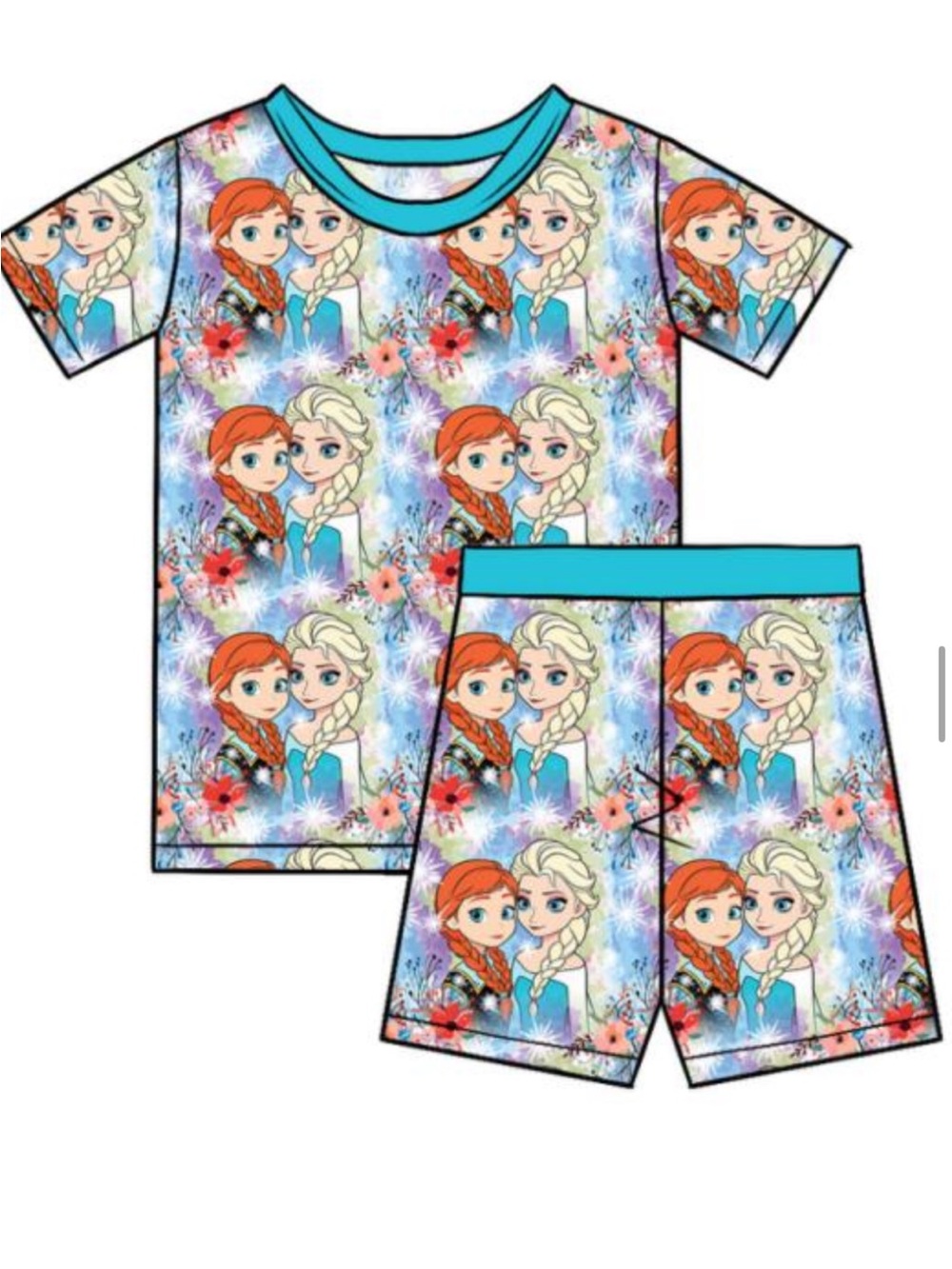 BAMBOO Girls Frozen Character Blue Multi short Set